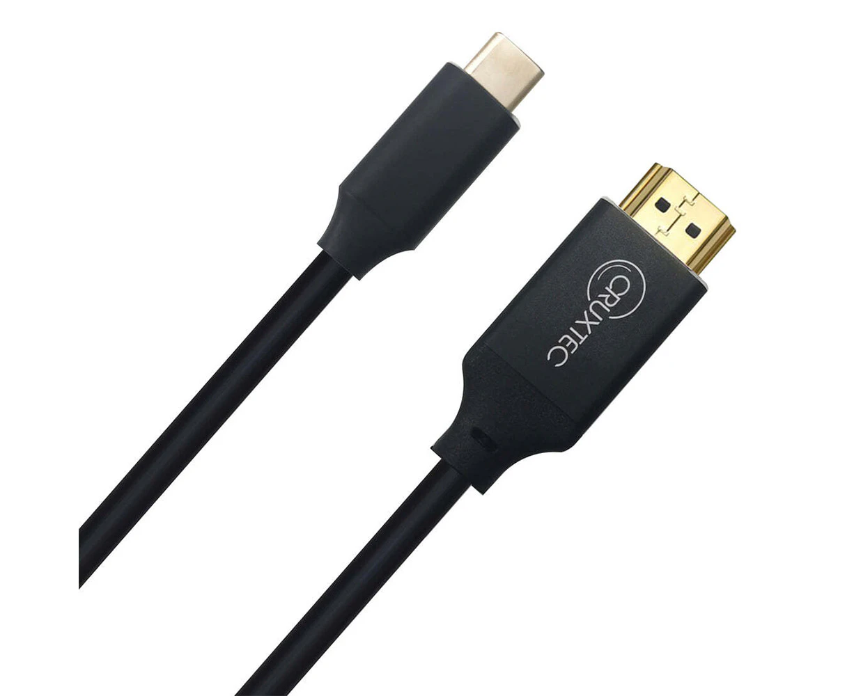 Cruxtec 3m USB-C Male to HDMI 2.0 Male 4K/60Hz Video Adapter Cable/Cord Black