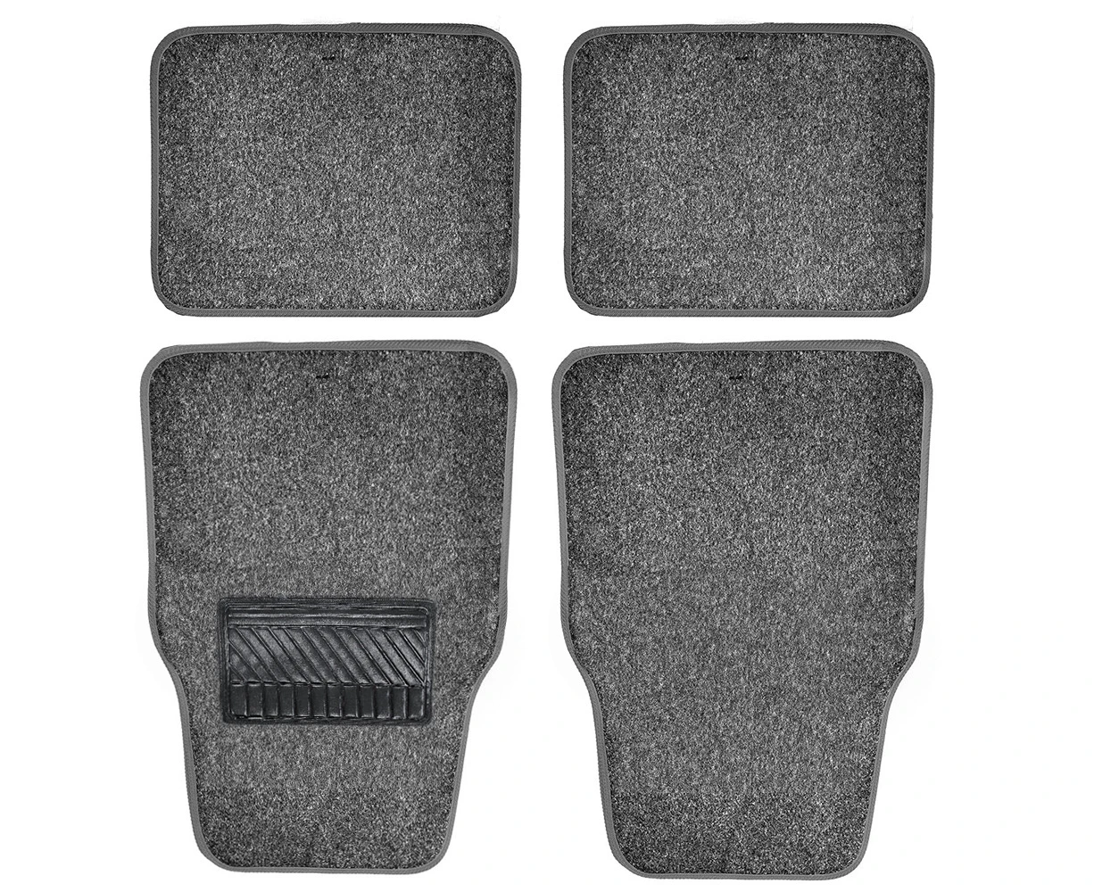 4pc Carpet Car Floor Mats Set/Floormat Front/Back Rear Seat Large Grey