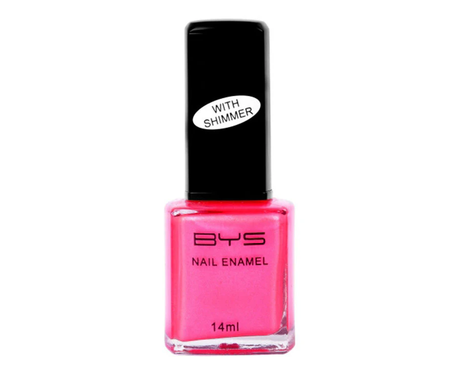 BYS Shimmer Tutti Frutti Nail Polish Enamel Lacquer Shimmer Quick Dry 14ml Pink