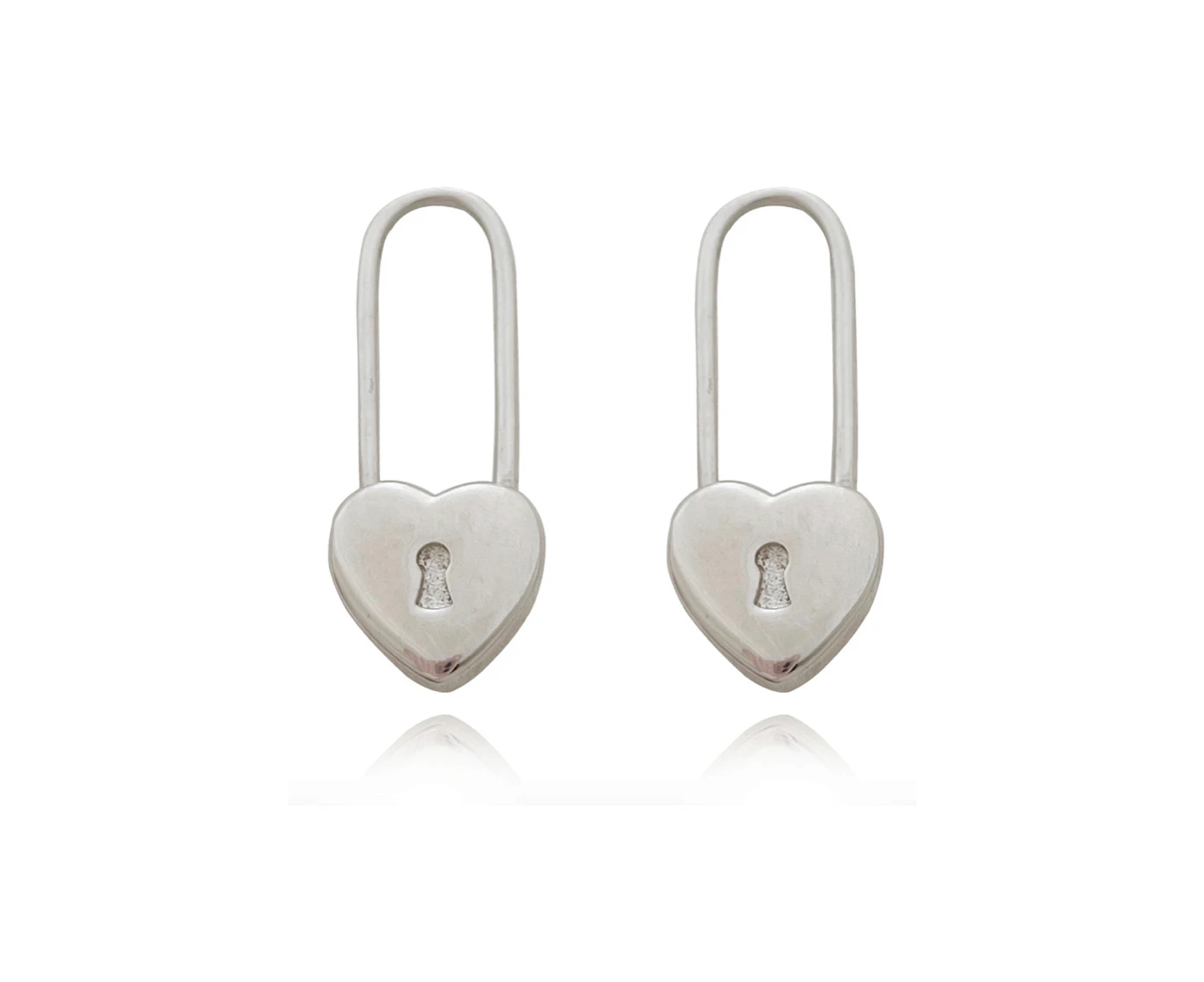 Culturesse Lark 19mm Love Heart Padlock Fashion Drop Earrings Sterling Silver