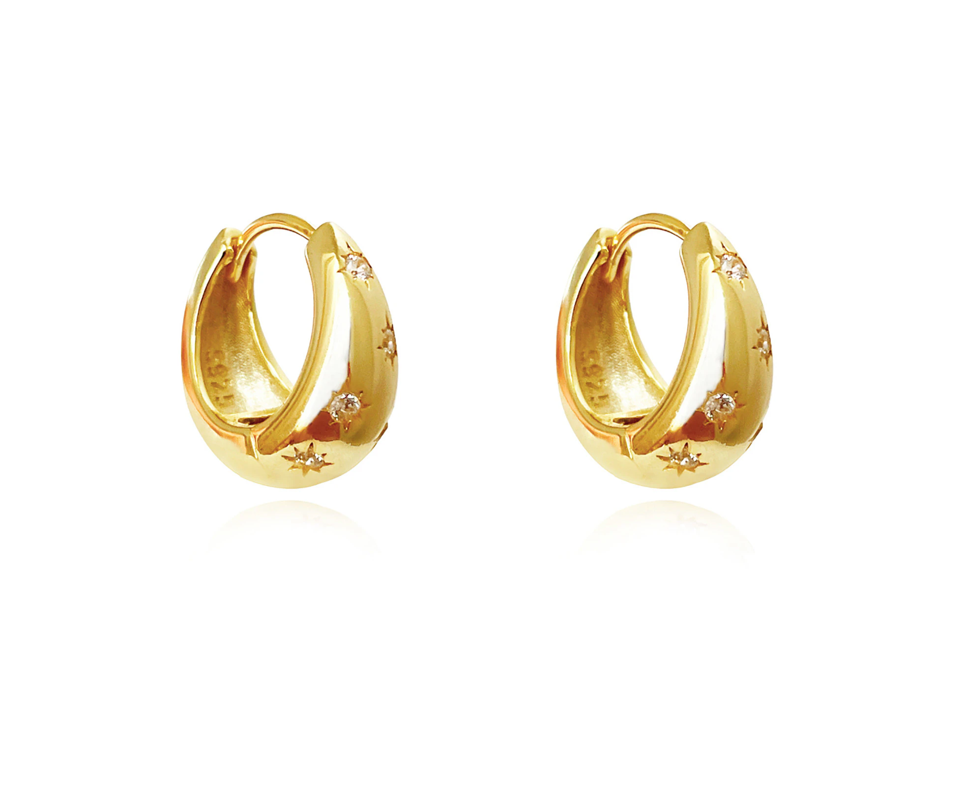 Culturesse Adalyn Sterling Silver Zirconia Chunky Hoop Earrings 18K Gold Plating