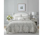 Laura Ashley Rowland Printed Queen Coverlet Set w/ 2x Pillowcase Dovey Grey