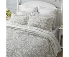 Laura Ashley Rowland Printed Queen Coverlet Set w/ 2x Pillowcase Dovey Grey