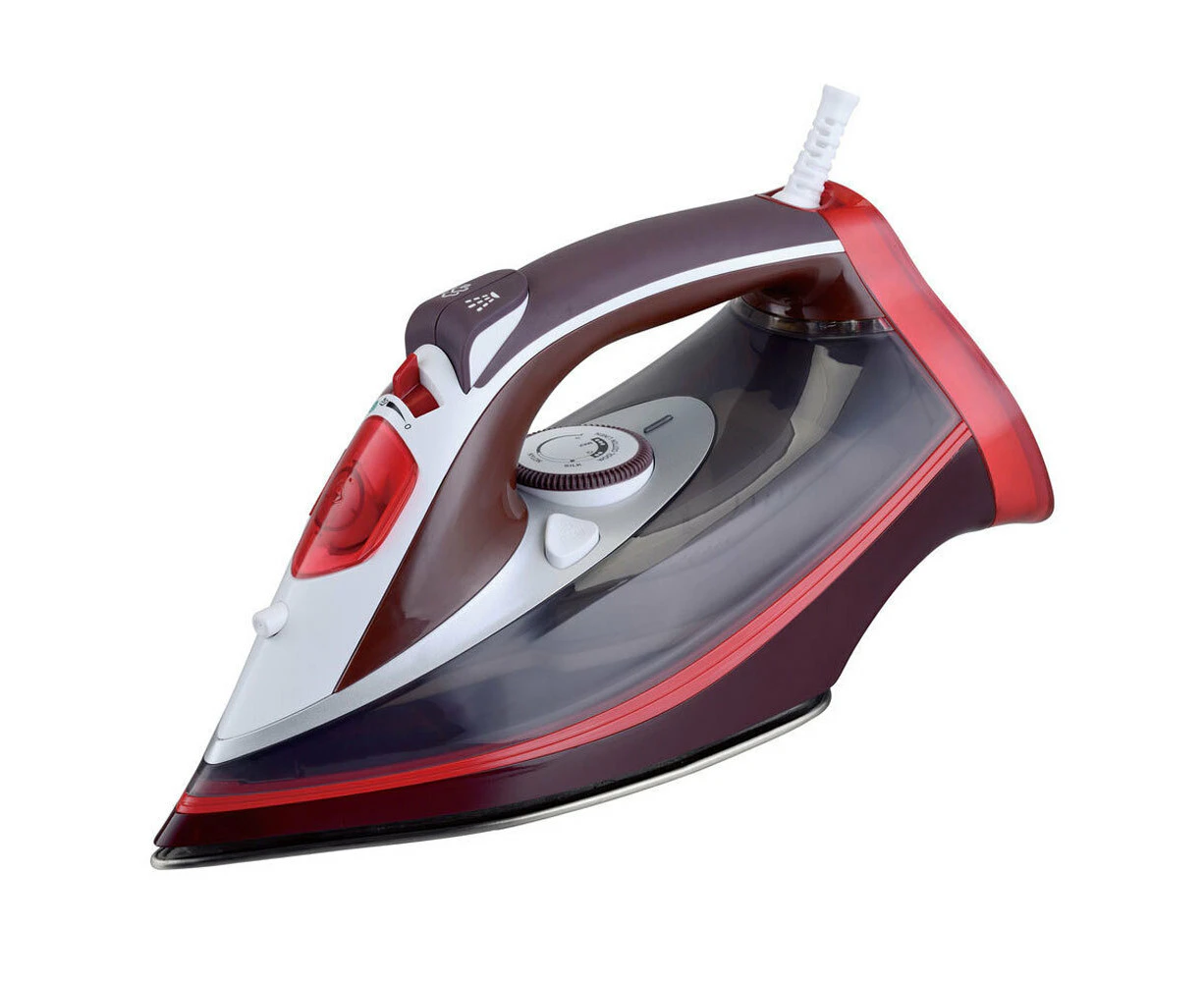 Maxim Laundry Pro Electric 2200W Deluxe Corded Clothes/Garment Steam Iron Red