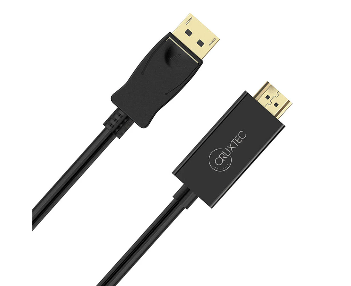 Cruxtec Gold Plated Displayport Male to HDMI 2.0 Male 2m Cable 4K/30Hz Black