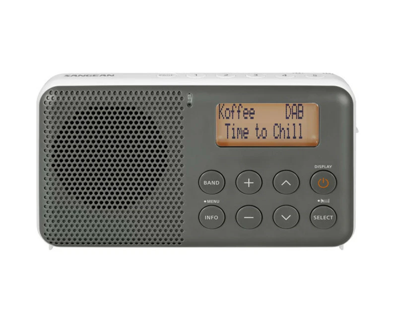 Sangean Compact DAB+/FM-RDS LCD Travel Rechargeable Portable Stereo Radio Grey