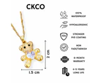 CKCO- PVD 18K Gold Plated Cuddly Bear Necklace and Earring Set- Golden