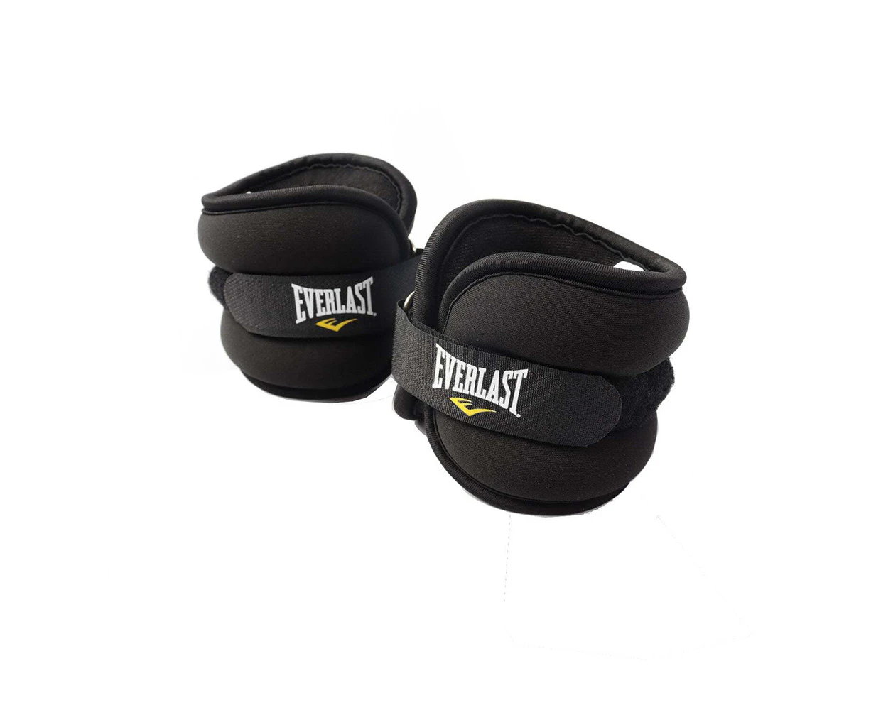 2pc Ankle Wrist Weights 1kg Pair Everlast Strength Training Workout Black/White