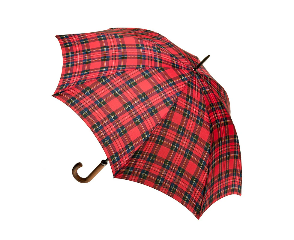 Clifton Men’s 119cm Classic Windproof Walking Umbrella Wood Handle Royal Stewart