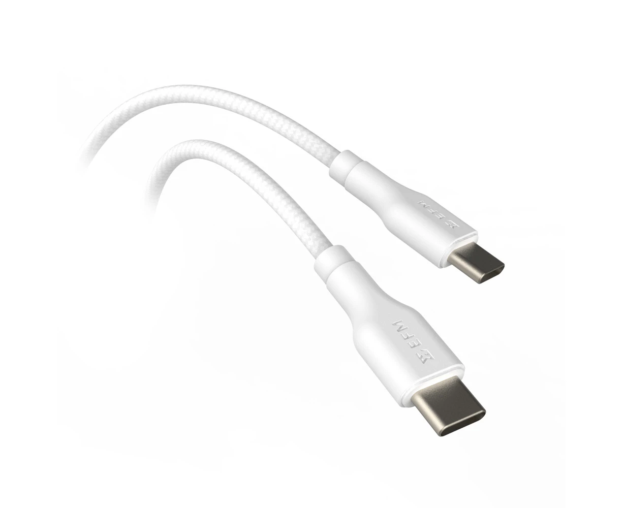 EFM 2M USB-C to USB-C Charge/Data Sync Cable/Cord For Samsung/Apple White