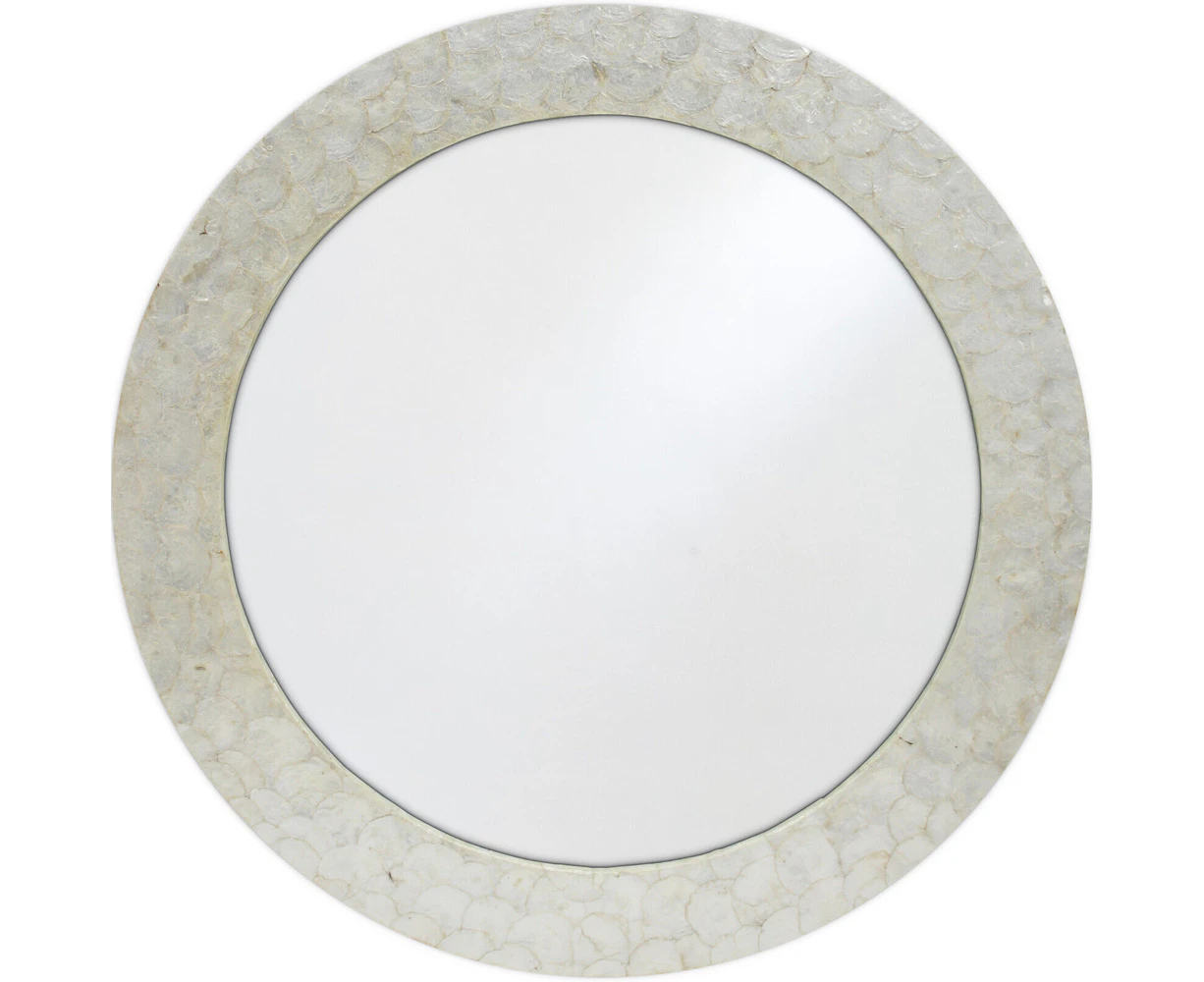 LVD Mirror Capiz/MDF 90cm Home/Room Decorative Wall Hanging Display Round Ivory