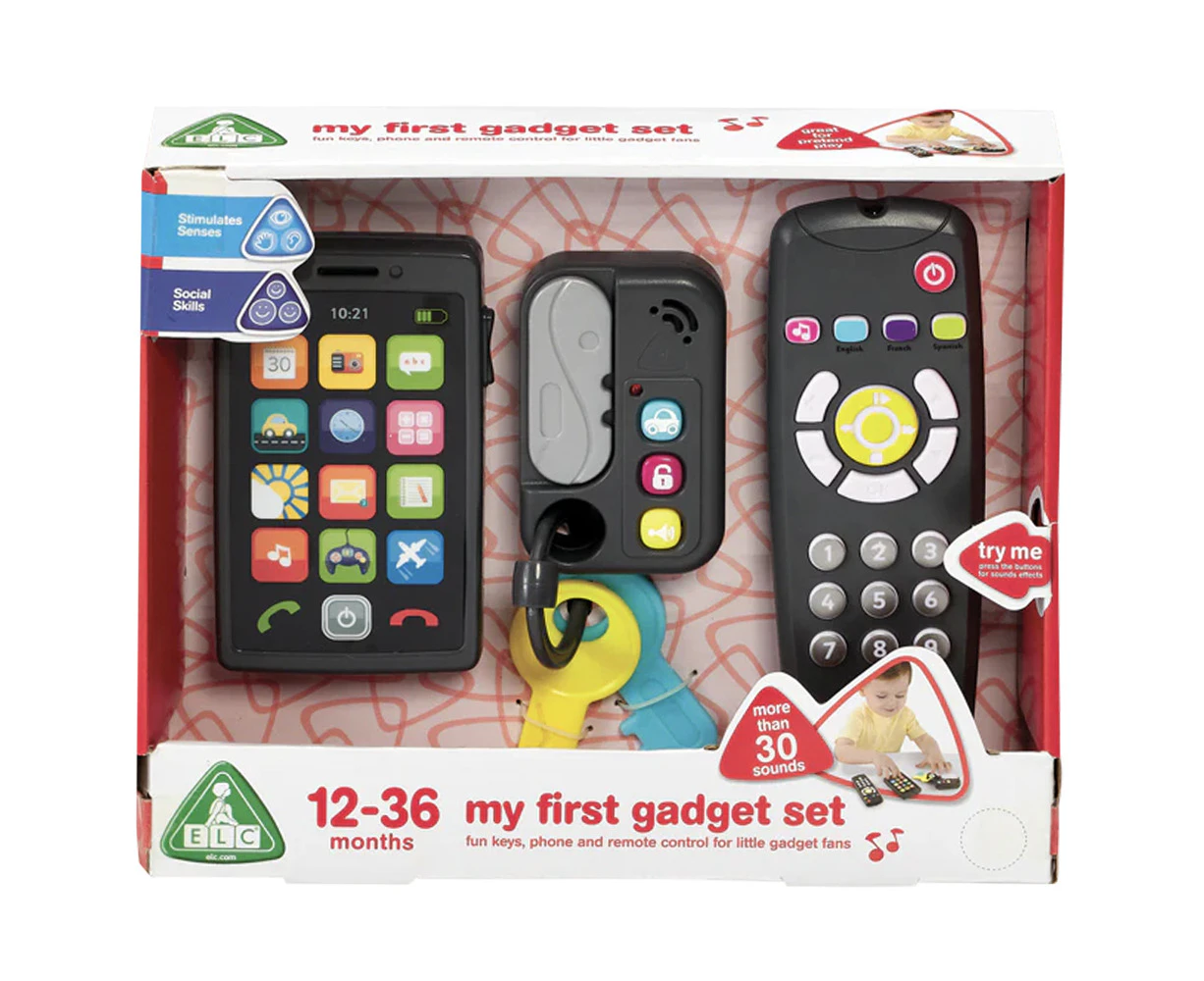 3pc ELC My First Gadget Smartphone/Key Fob/Remote Control Set Kids Toy 12m+ Grey