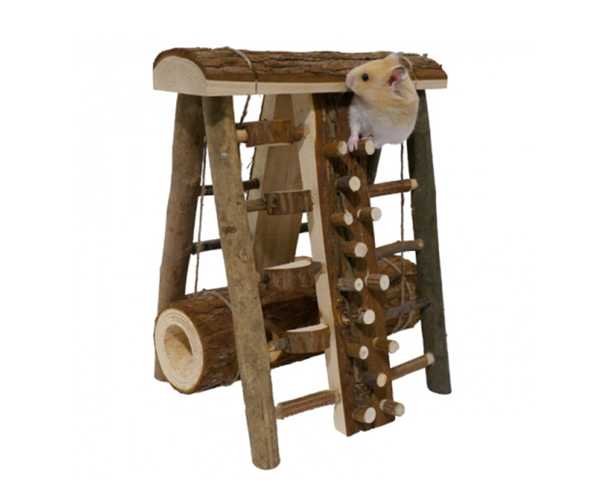 Rosewood Wooden Assault Course Hamster/Guinea Pig Activity Small Pet Toy Brown