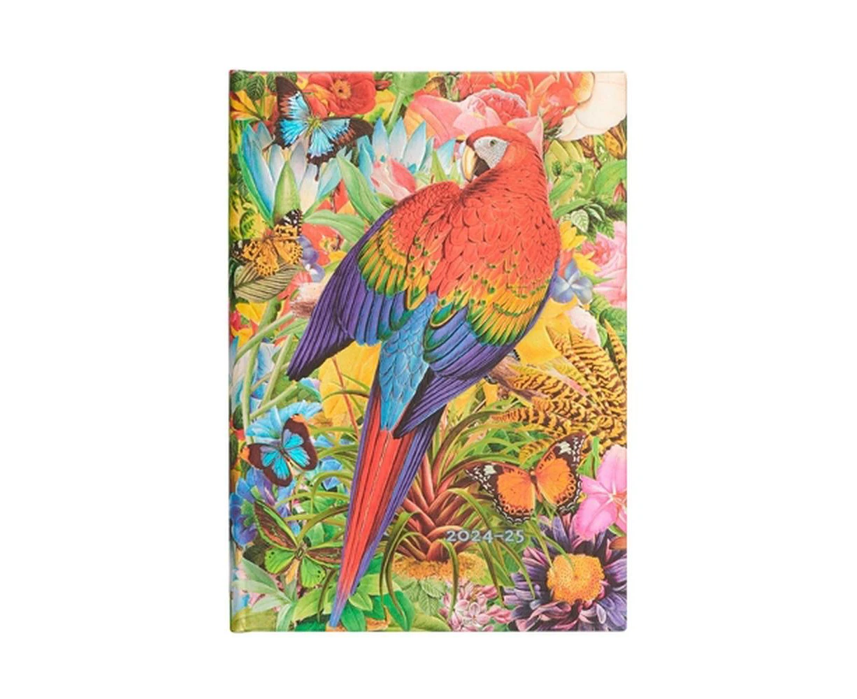 Paperblanks 2024-2025 Weekly Planner Tropical Garden Nature Montages 18-Month MIDI Horizontal Elastic Band 208 Pg 80 GSM