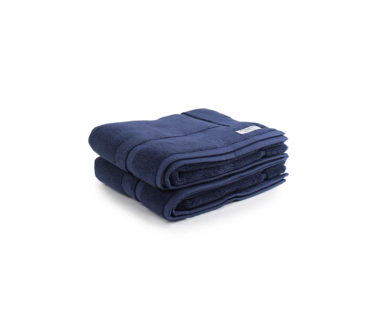 2pc Onkaparinga 60x90cm Cotton Flinders Premium Bath Mats Set 800GSM Denim