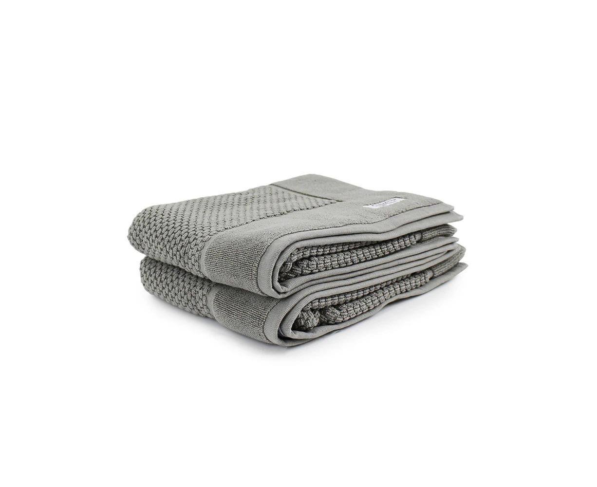 2pc Onkaparinga 60x90cm Cotton Avalon Premium Bath Mats Set 850GSM Warm Silver