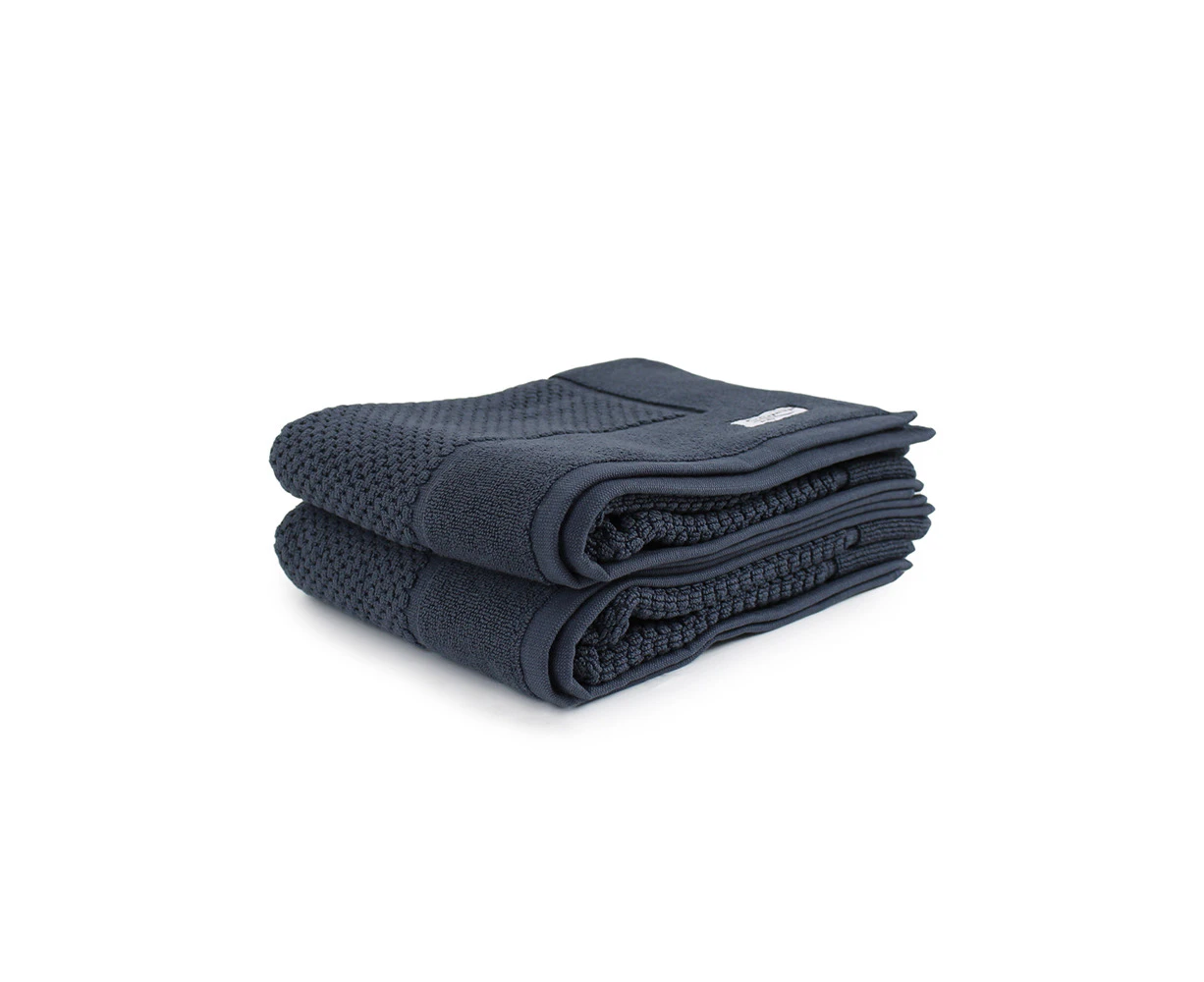 2pc Onkaparinga 60x90cm Cotton Avalon Premium Bath Mats Set 850GSM Midnight