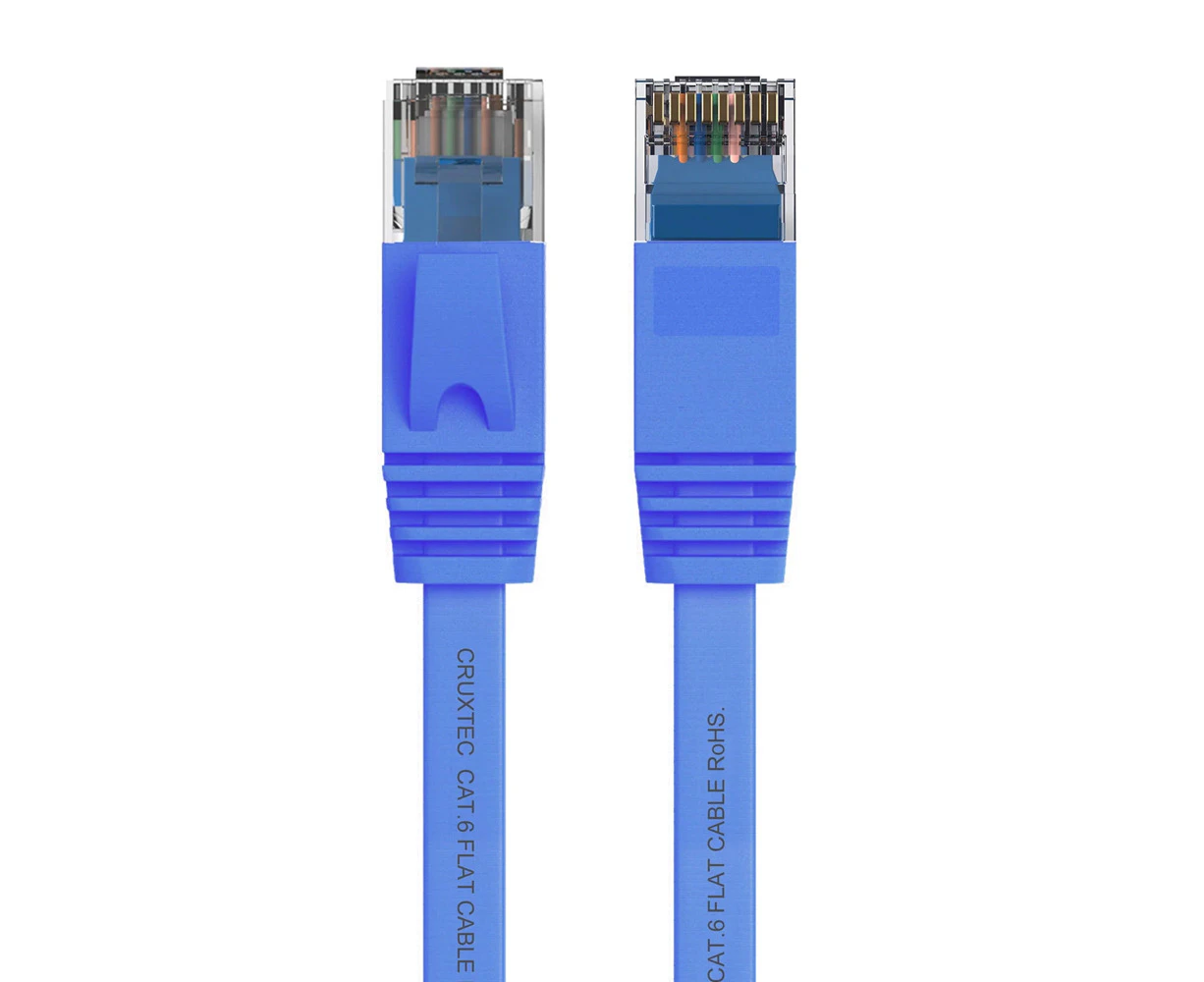 Cruxtec RJ45 Internet LAN 30m Flat CAT6 UTP Gigabit Speed Ethernet Cable Blue