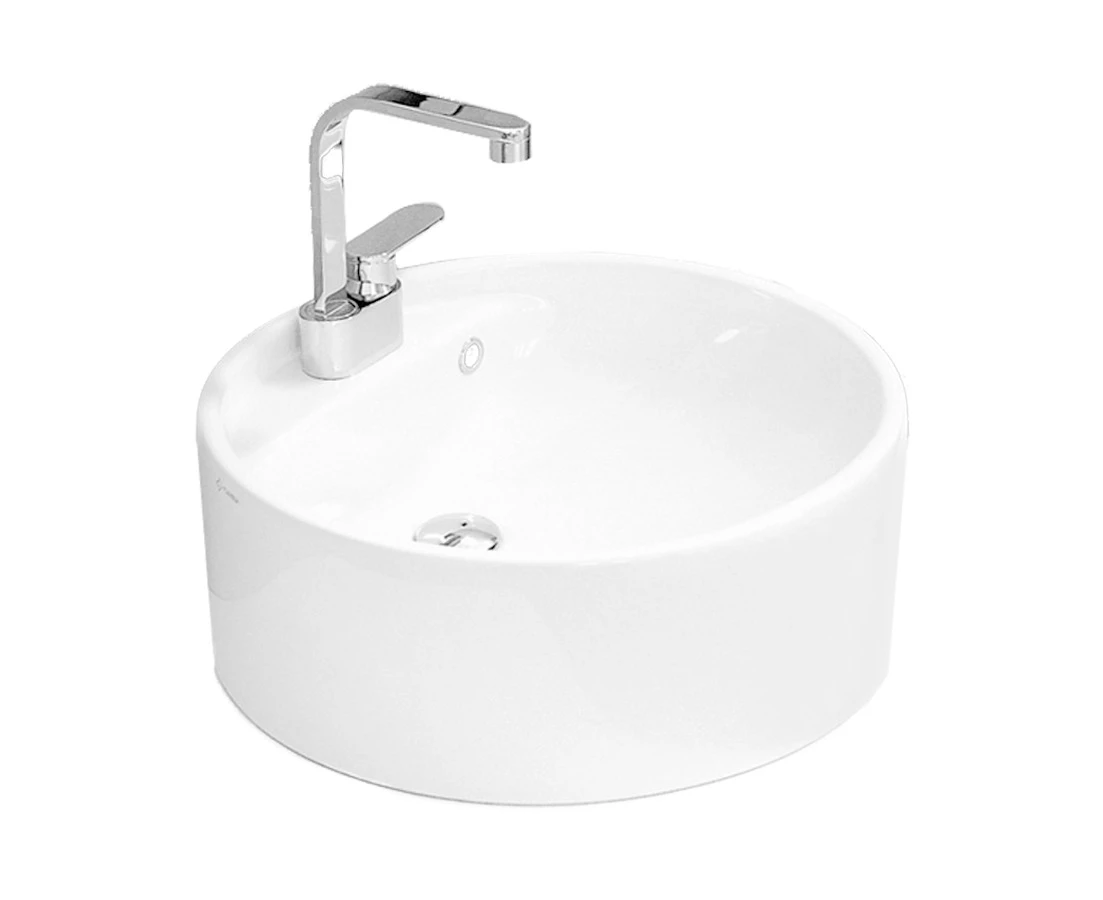 Flaminia Twinset Benchtop 42 Home/Bathroom Round Basin/Sink 1 Tap Hole White