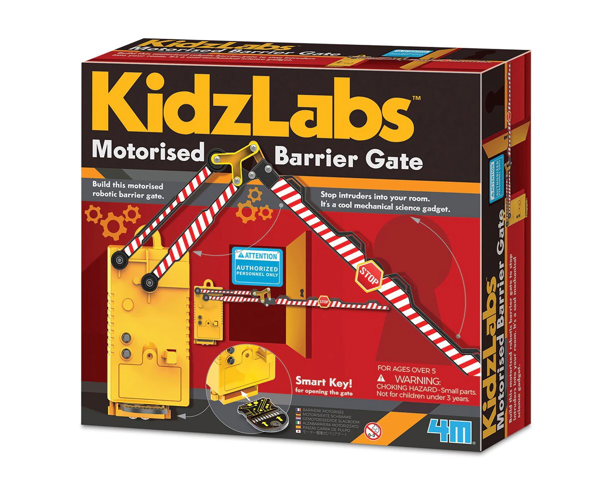 4M KidzLabs Motorised Barrier Gate Kids STEM Mechanical Building Toy Kit 8y+