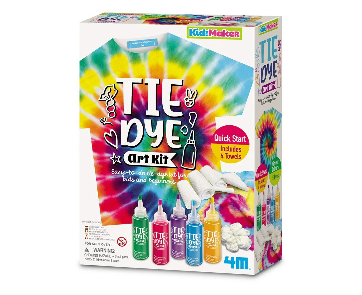 4M KidzMaker Tie Dye Art Kit Draw/Paint Colorful Kids Creative Activity Set 8y+