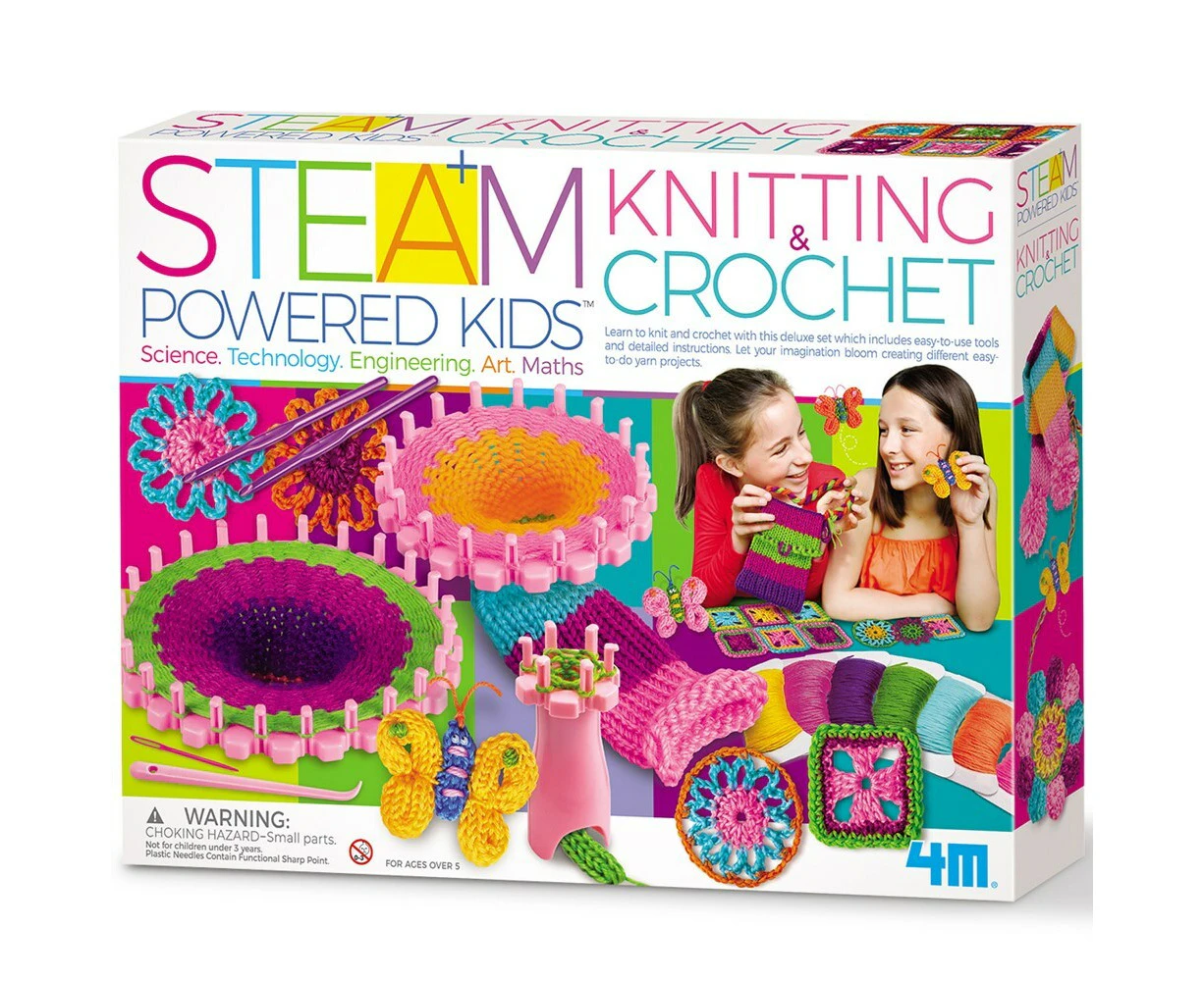 4M Steam Powered Kids/Children Knitting & Crochet Art/Craft Activity Fun 5y+