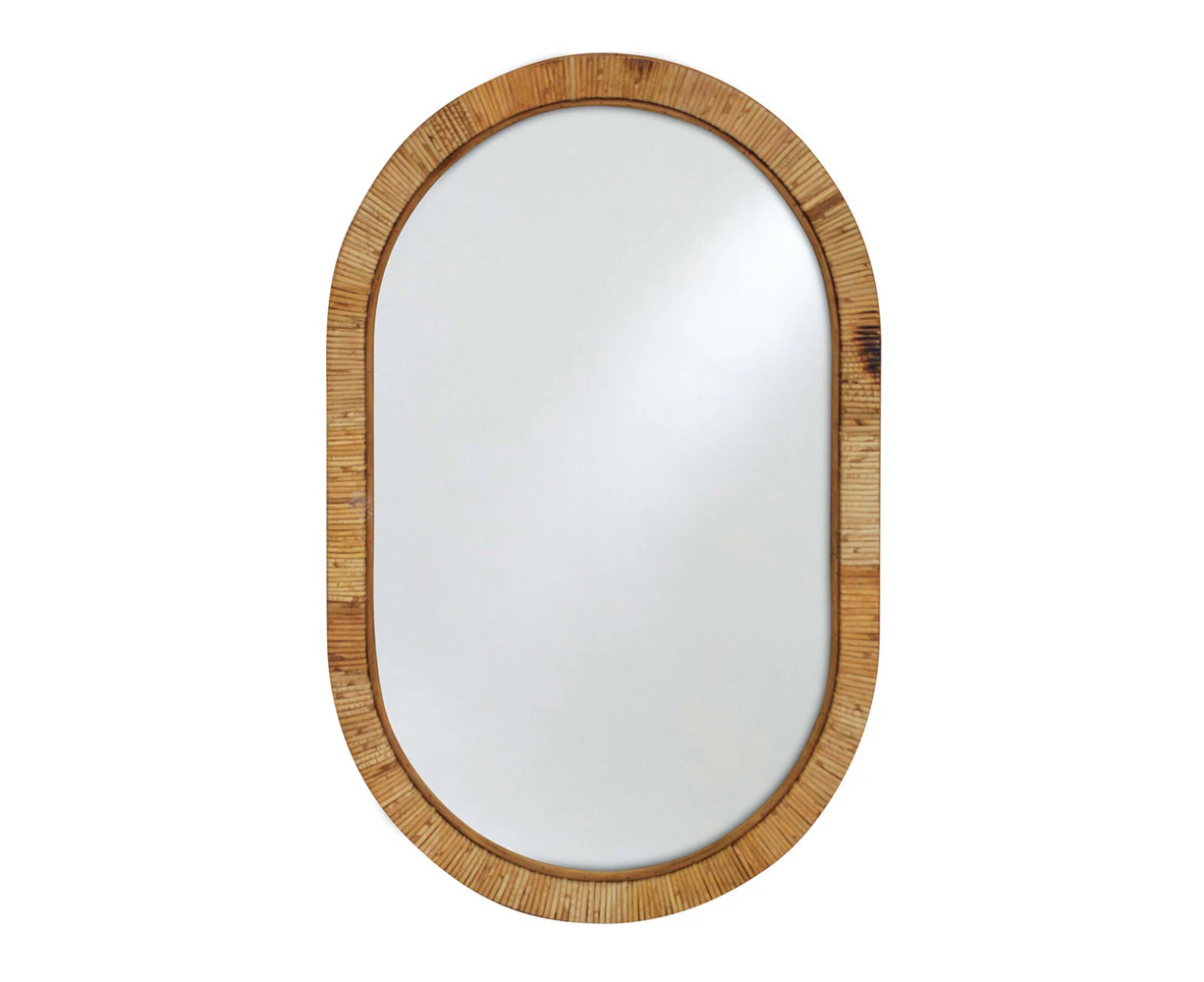 Rattan Oval Mirror 60x90cm Wrap Wall/Tabletop Home/Office Nordic/Boho Decor NTRL