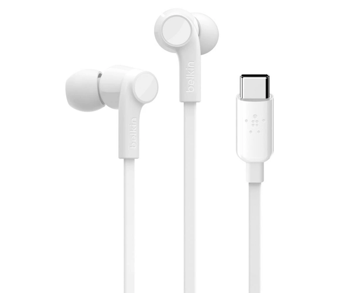 Belkin Rockstar USB-C In-Ear Headphones/Earphones w/ Mic for Samsung/LG White