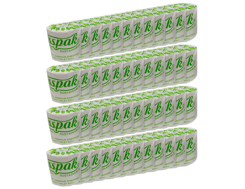 48pc Gusspak Eco Friendly Embossed 2 Ply 400 Sheet Wrapped Toilet Paper Rolls