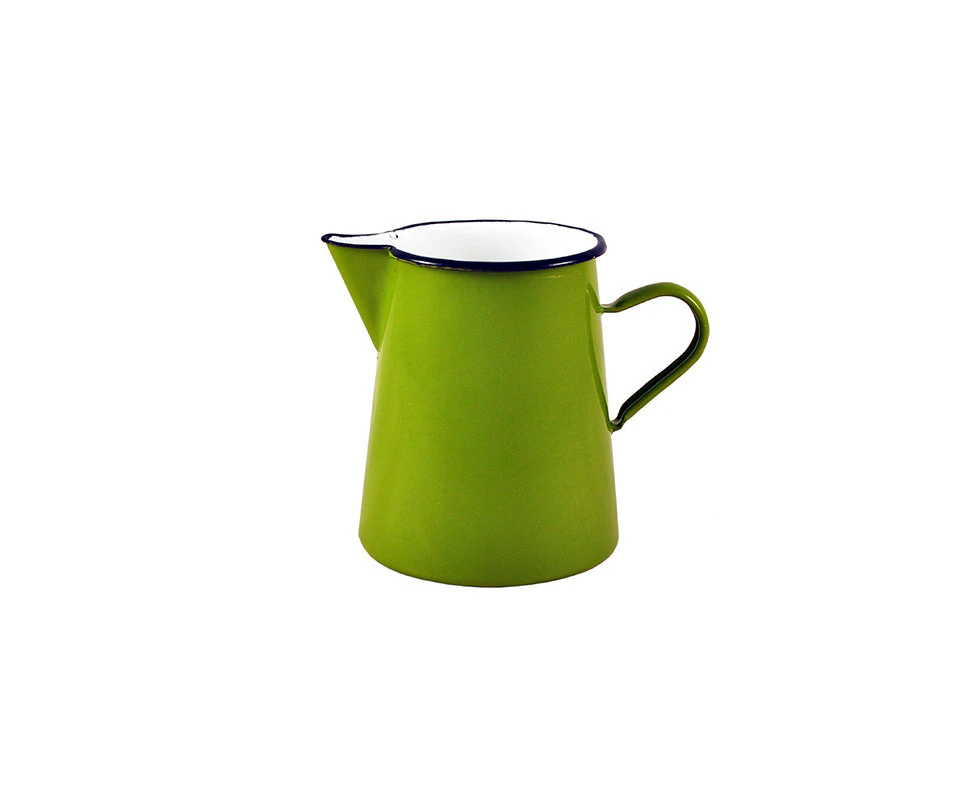 Urban Style Enamelware 1L Pitcher Jug Water Container w/ Black Rim Premium Green