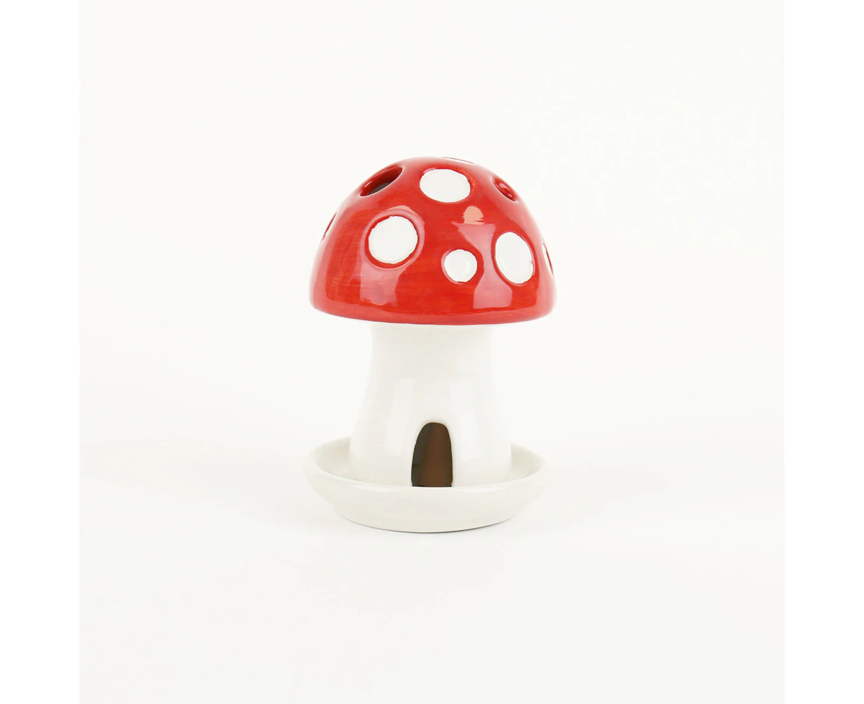 Gift Republic 12cm Mushroom Incense Burner House w/ Cones/Dish Decor White/Red