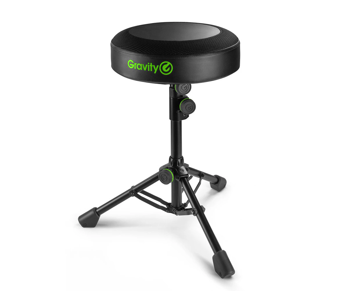 Gravity FDSEAT1 Adjustable 80cm Round Foldable Musicians Stool Chair Seat Black