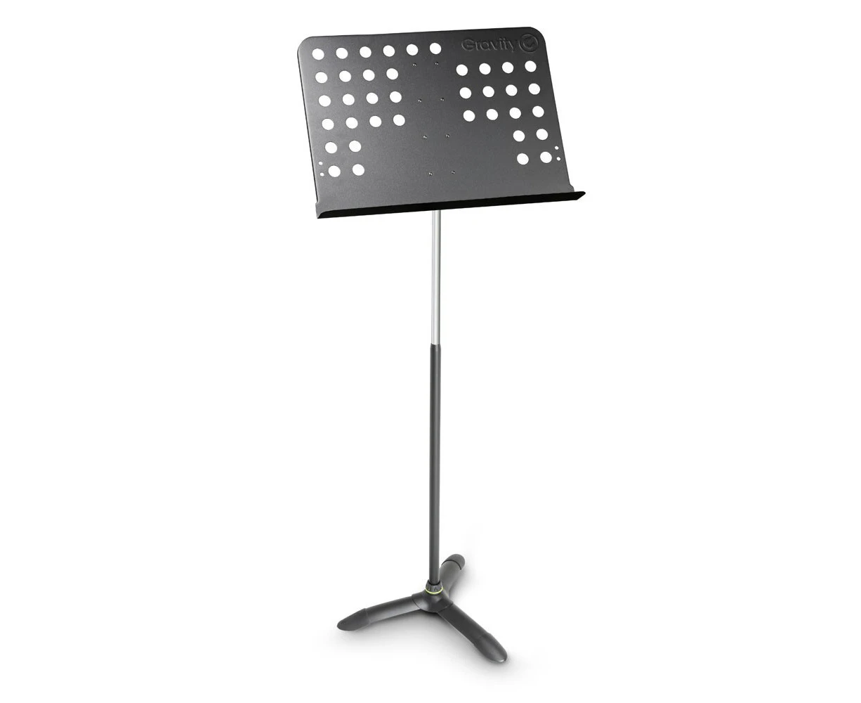 Gravity NSORC2 Orchestra 120cm Music Stand Tripod w/ Perforated Steel Desk Black