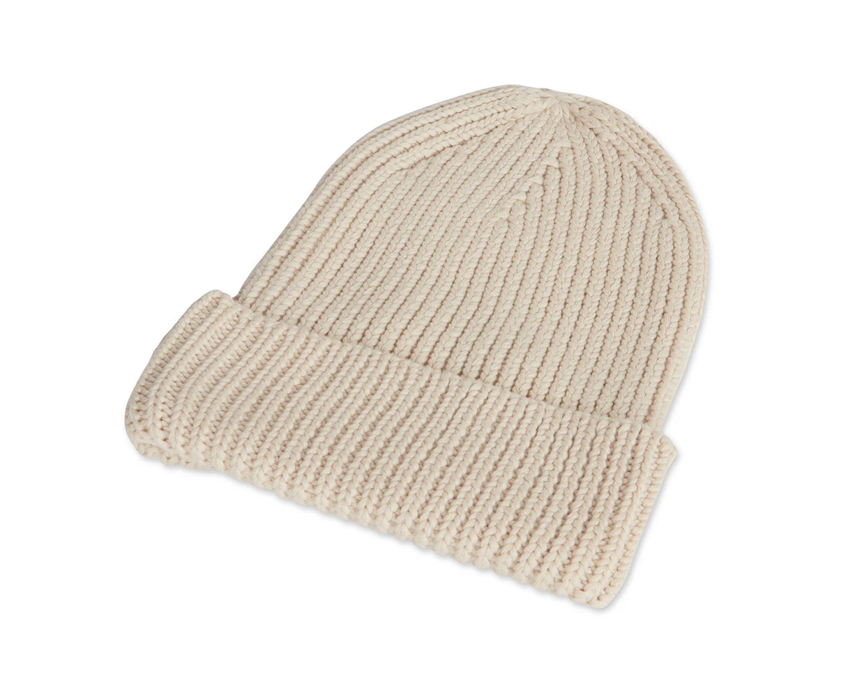 The Good Brand Cotton Knit Beanie Hat/Cap Comfort Wrap Unisex One Size Beige