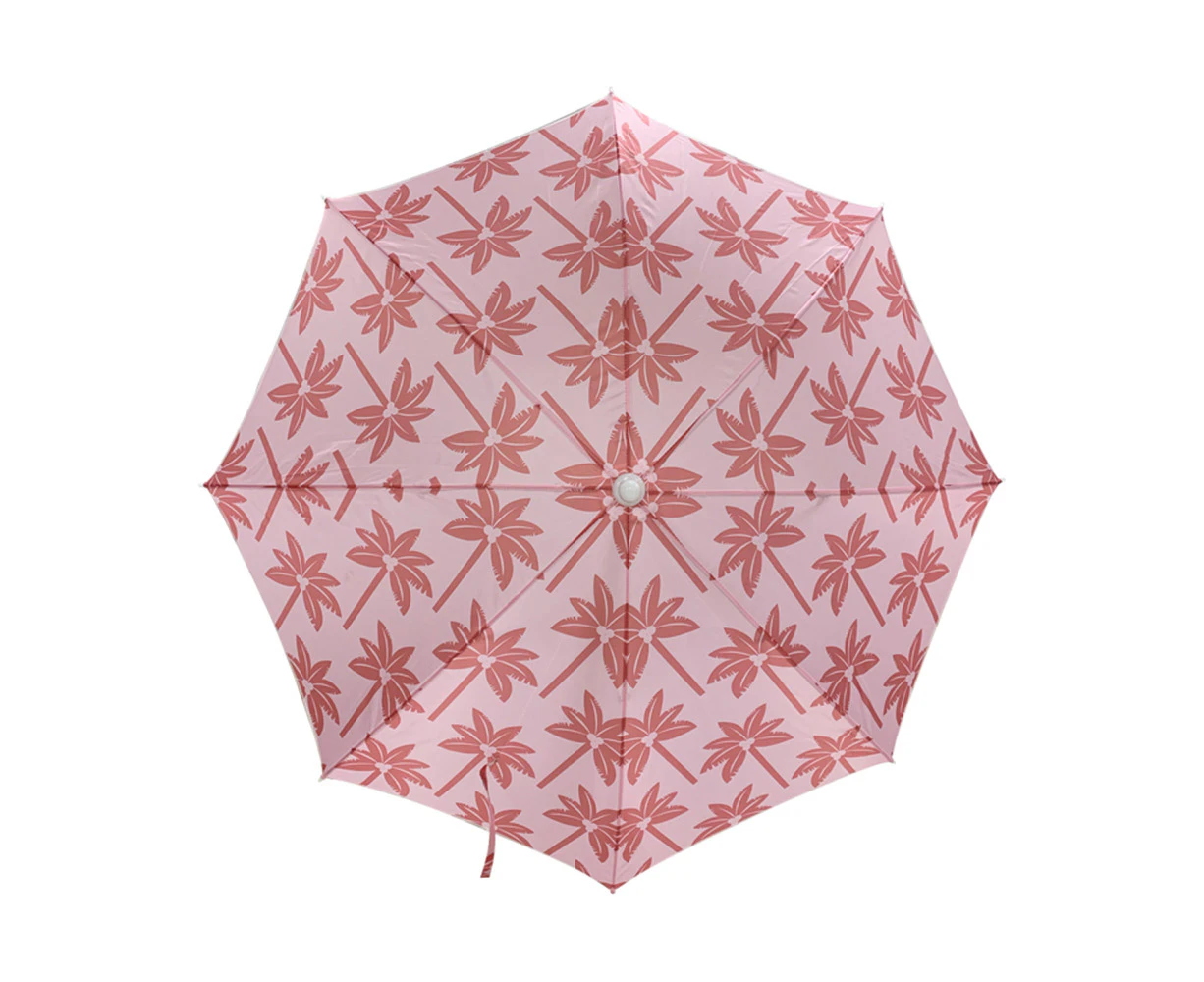 Good Vibes Coco Palms Printed 180cm Beach Umbrella Outdoor Sunshade Blush Pink