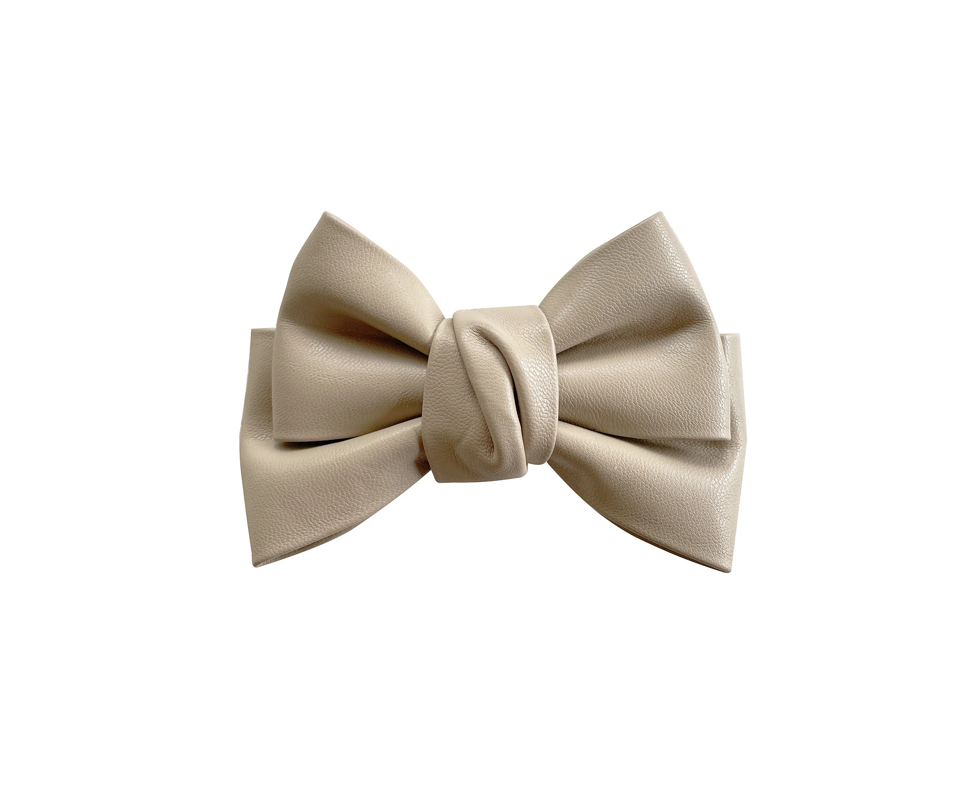 Culturesse Charlotte 1.4cm PU Leather Bow Tie Hair Clip Women's Accessory Tan