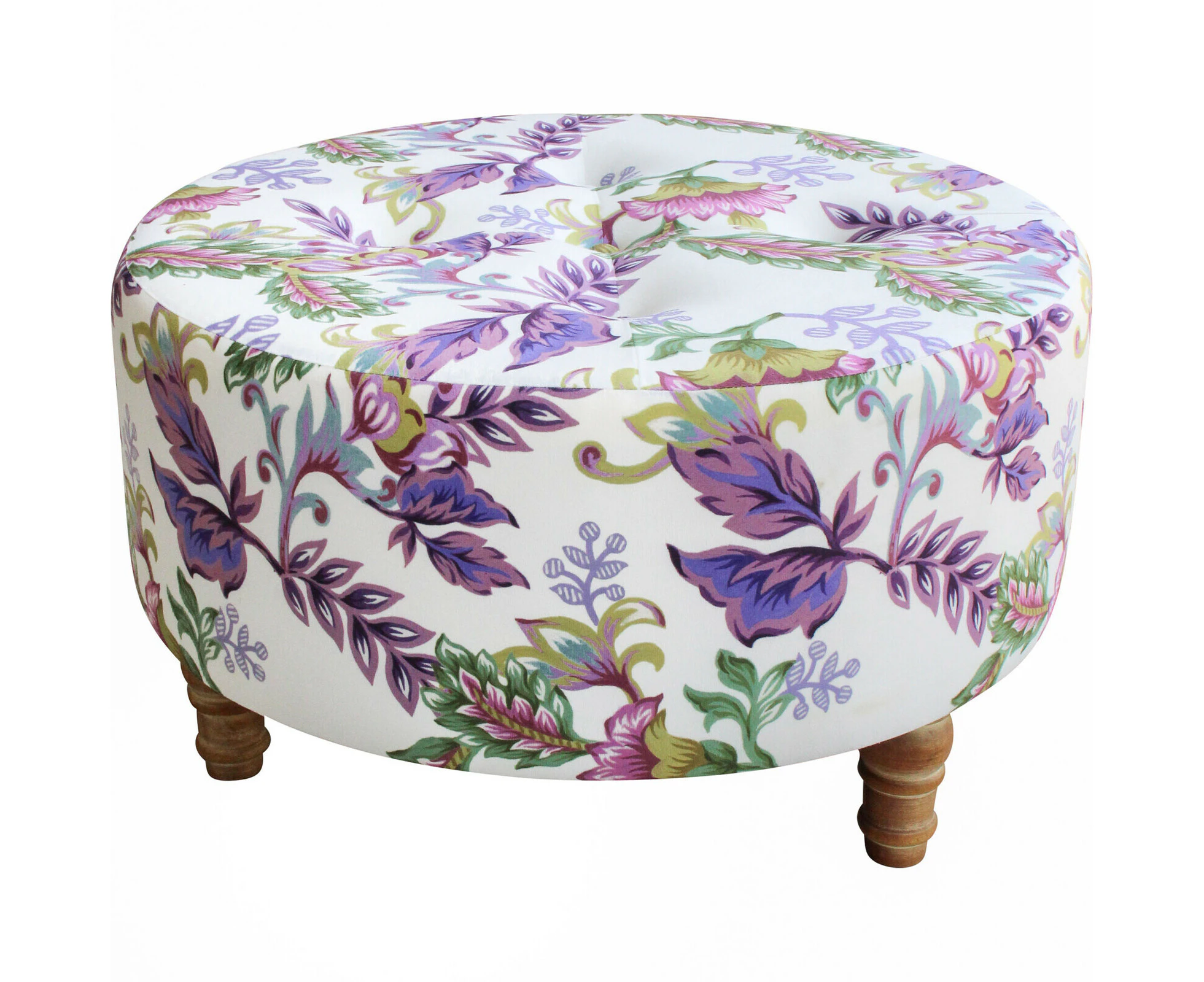 Velvet/Wood/MDF 36x61.5cm Ottoman Home Footstool Furniture Round Watercolour