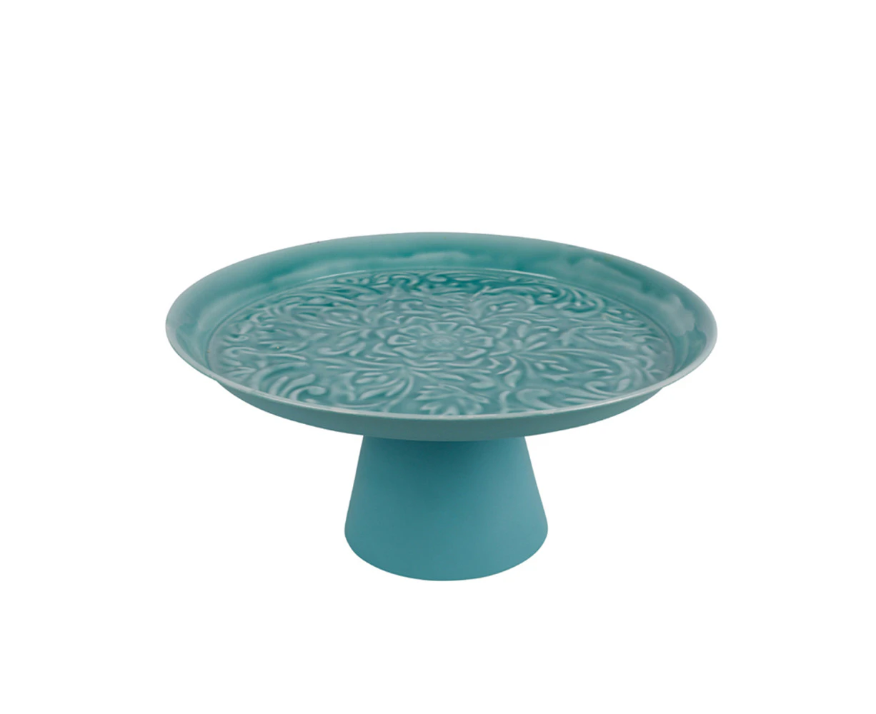 Maine & Crawford Roe 32cm Embossed Cake Stand Plate Display Holder Turquoise