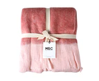 Maine & Crawford Baily 170x130cm Faux Mohair Sofa Throw Blanket w/ Fringing Pink