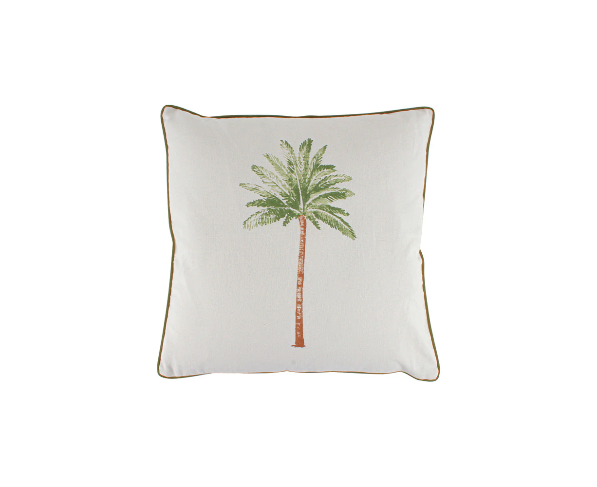 Maine & Crawford St Barts 50x50cm Palm Print Cotton Cushion Pillow White/Green