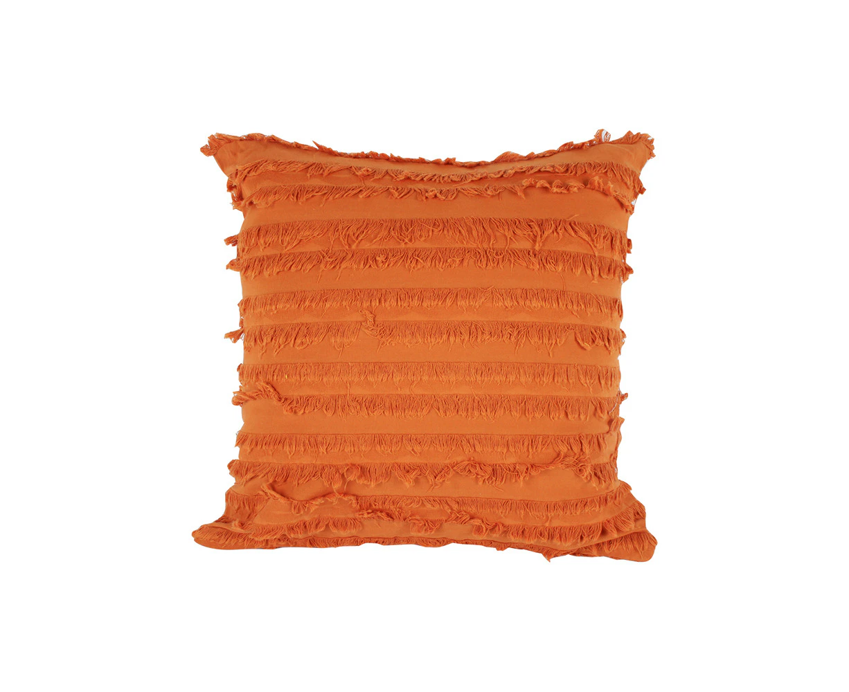 Maine & Crawford Olander 45x45cm Fringed Cushion Pillow Sofa/Bed Decor Rust