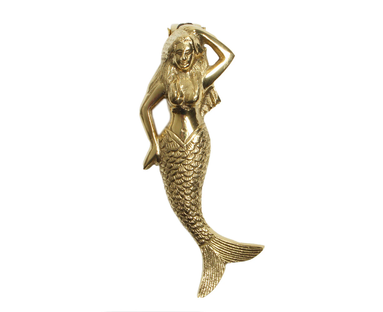 Maine & Crawford Belize 14x6cm Mermaid Door Knocker Hanging Decor Antique Brass