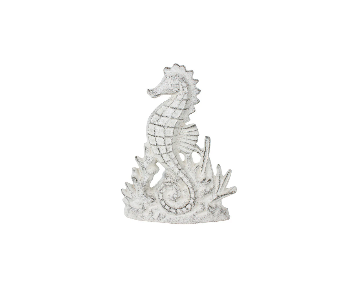 Maine & Crawford Halyn Seahorse 22x19cm Cast Iron Door Stop Heavy Stopper White