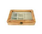 Maine & Crawford Wooden Hila Pine 30cm Jewellery Box Organiser w/ Insert Brown