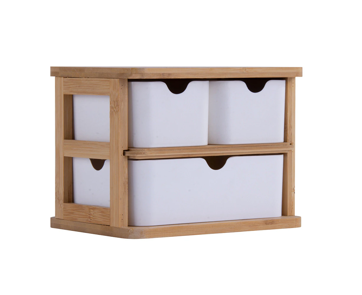 Clevinger 20x15cm Bamboo Fiber Storage Boxes Draw Set Container Rack Natural