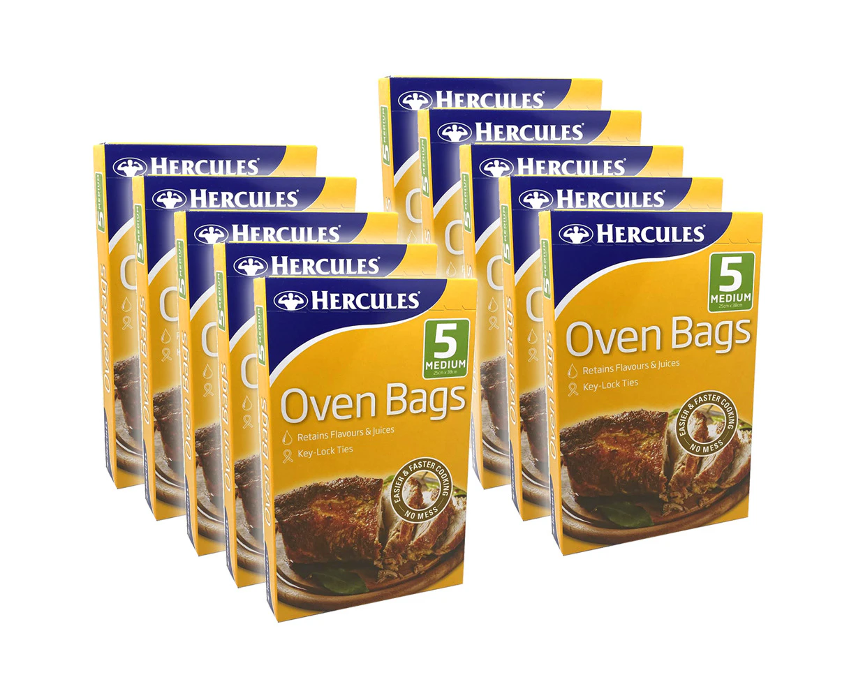 50x Hercules Food Cooking/Roasting Oven Bags Medium 25x38cm Retain Flavour