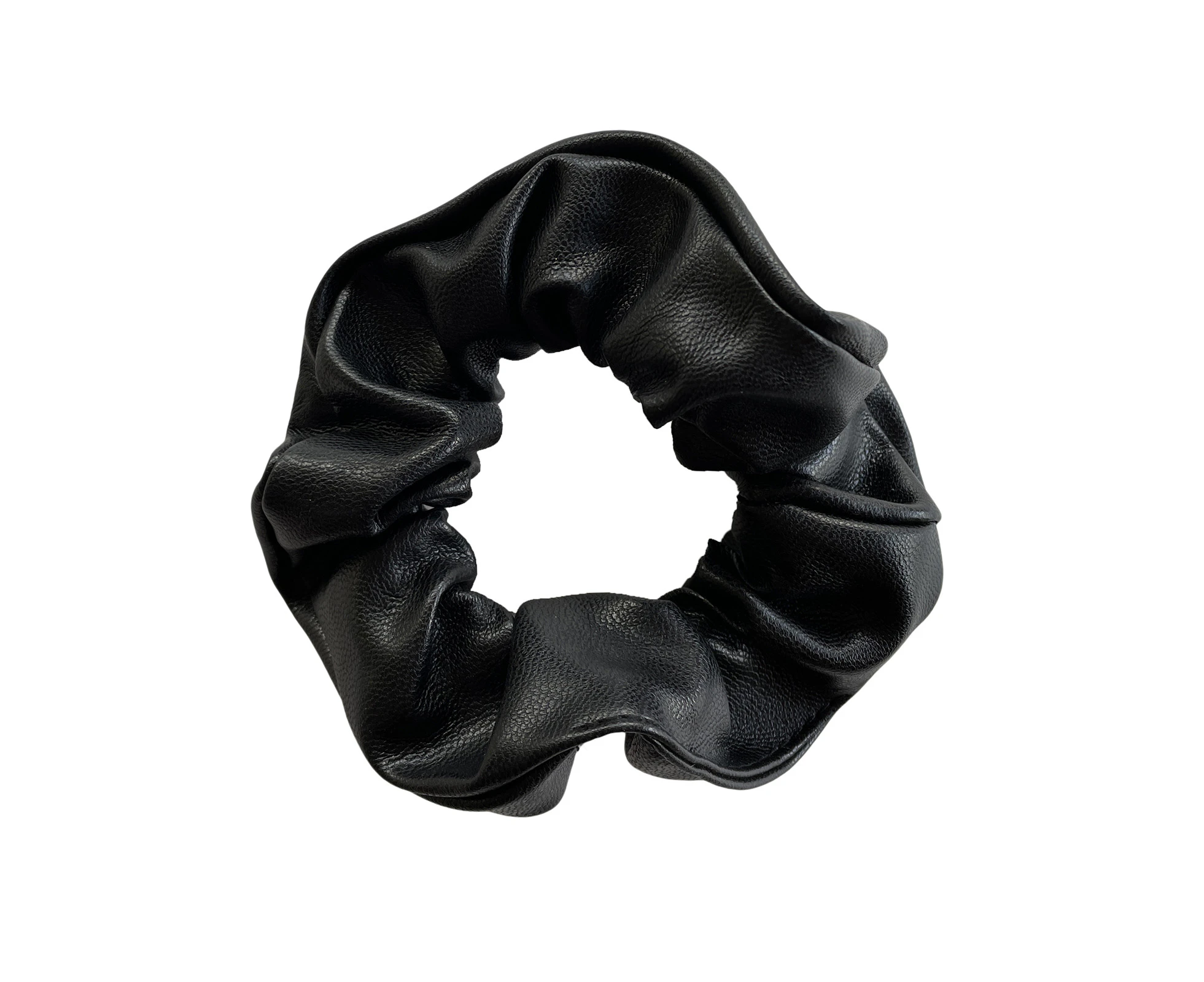 Culturesse Adeline Medium 9.5cm Leather Scrunchie Hair Tie Women Accessory Black