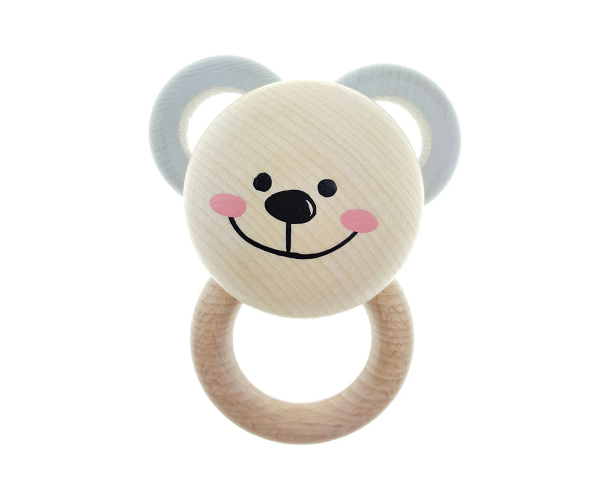 Hess-Spielzeug 12cm Teether Bear Beechwood Dummy Teething Toy Baby 0m+ Natural