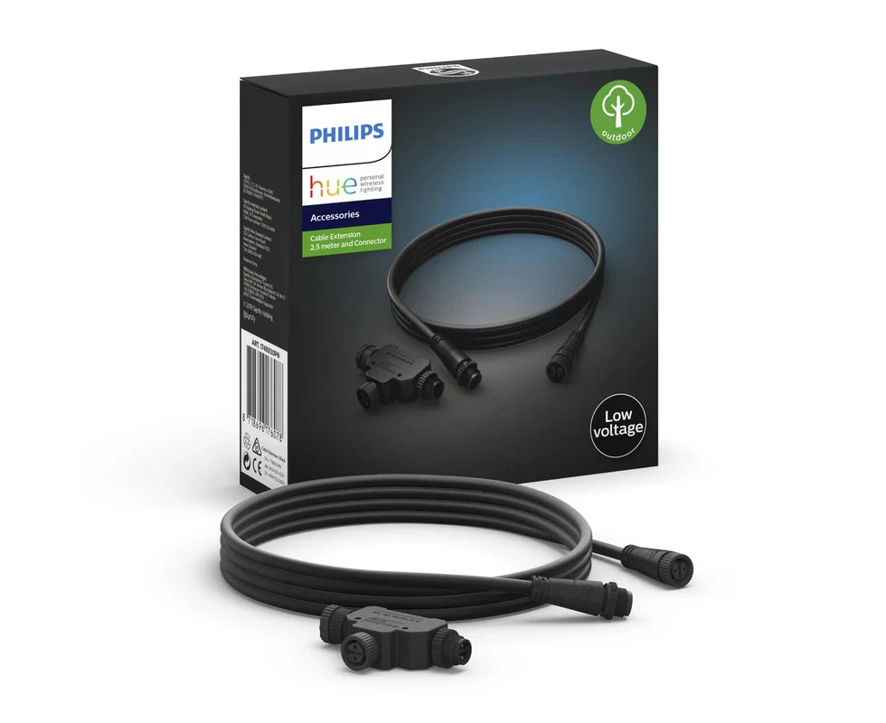 Philips Hue Black Cable Extension & Connector 2.5m IP67 for Outdoor Lightings