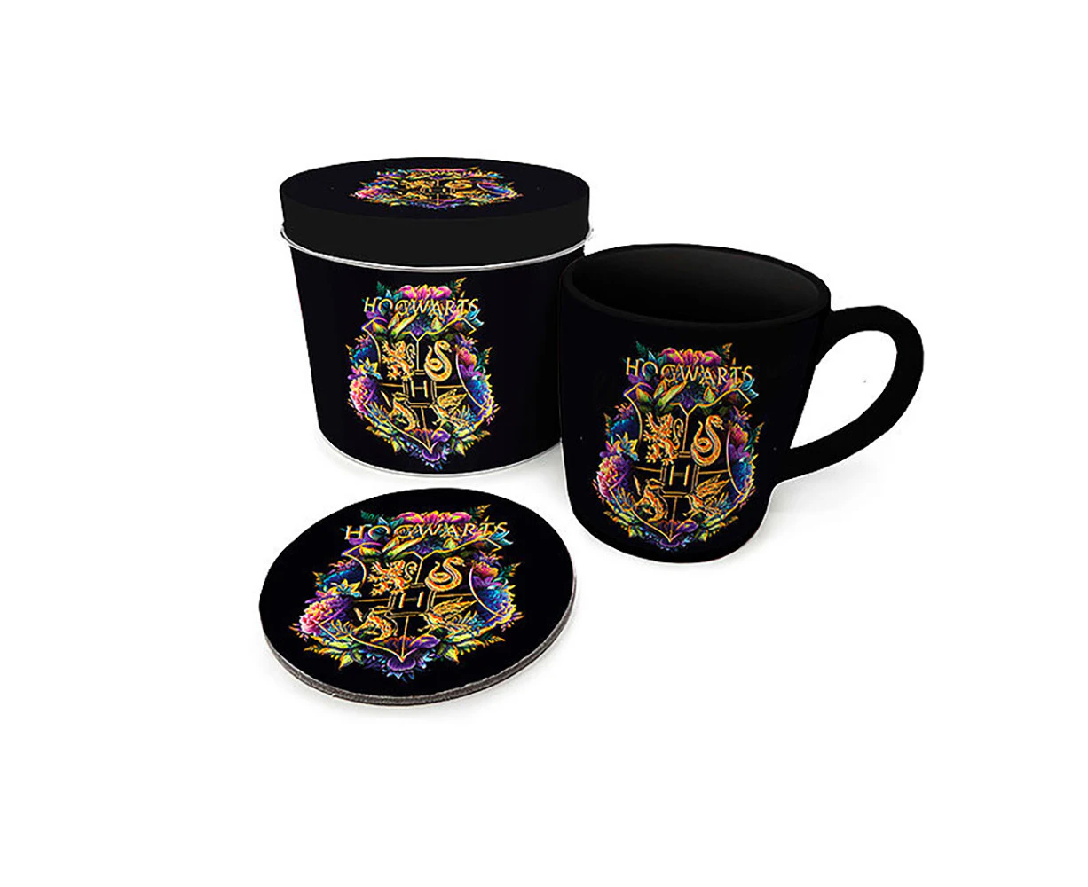 Wizarding World Harry Potter Floral Crest Themed Coffee Mug Drink Cup Gift Set